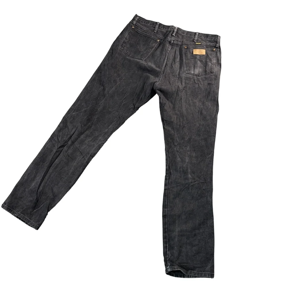 Wrangler 13MWZWK Men's Black Wash Denim‎ Jeans 39x34.5 Straight Leg Cowboy Rodeo
